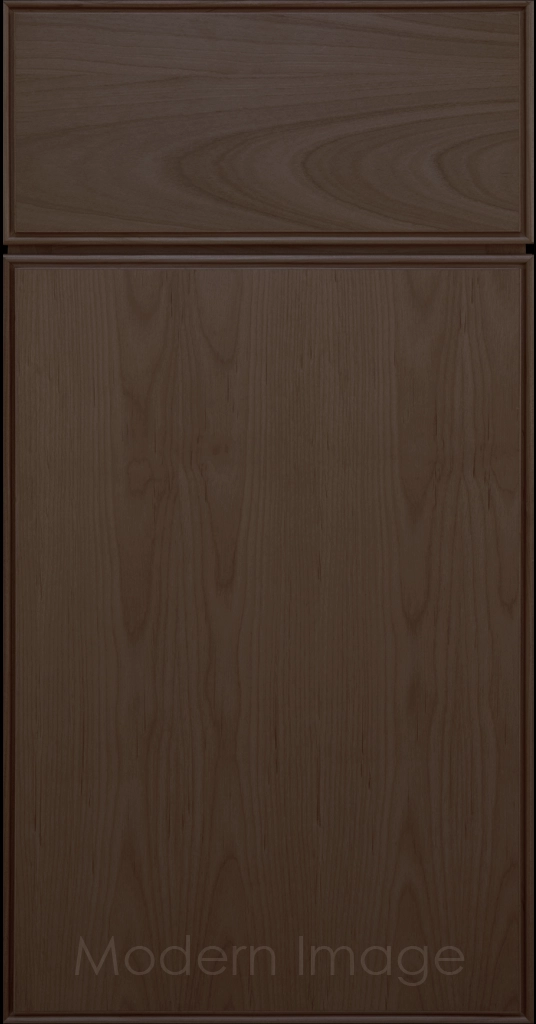 Dallas Driftwood stain slim shaker cabinet, featuring narrow stiles, rails, and a distinct groove around the flat panel.